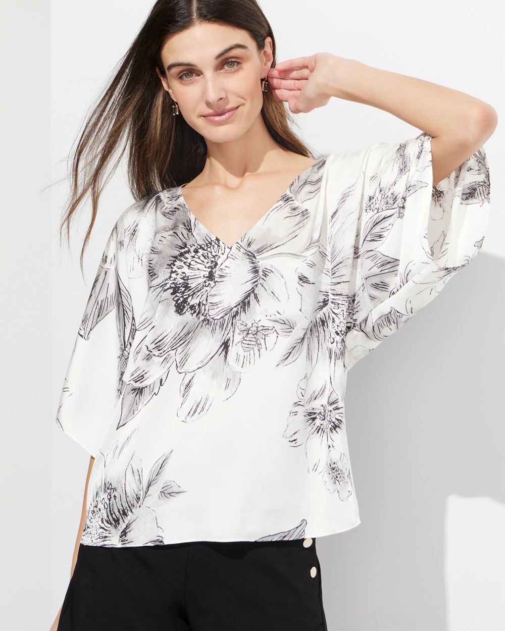 Outlet WHBM V Neck Satin Kimono White House Black Market